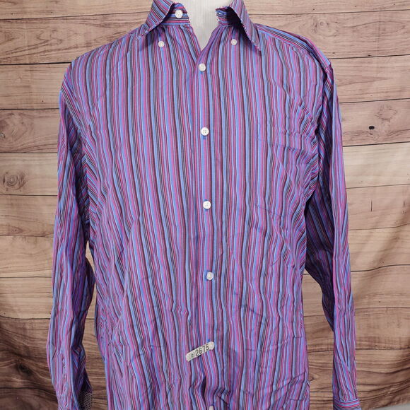 TAILORBYRD COLLECTION STRIPED COLOR BLOCK BUTTON DOWN SHIRT MENS XL - Picture 3 of 7
